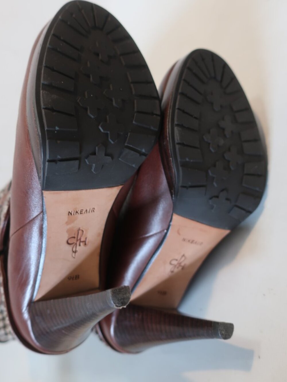 Womens Cole Haan x Nike Air Kennedy Brown Houndstooth Wool Leather Boots 9.5​ - Picture 10 of 13